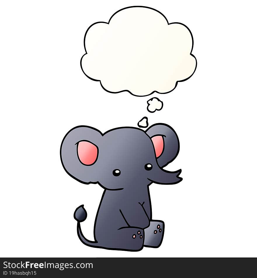 cartoon elephant and thought bubble in smooth gradient style