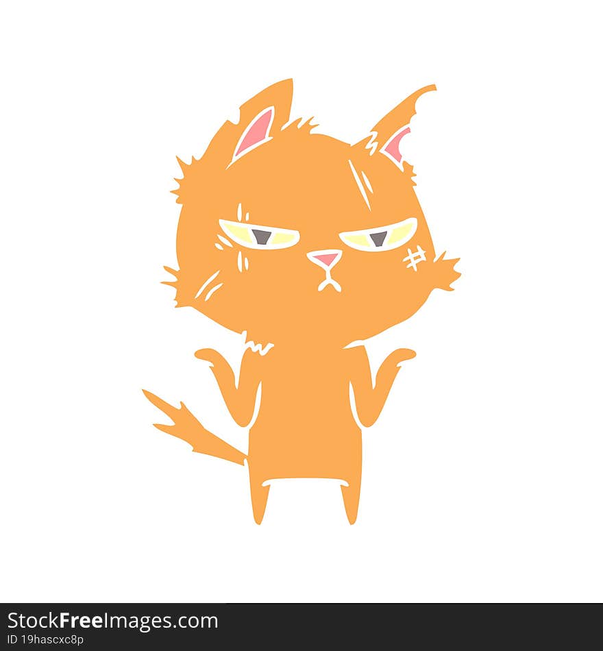 tough flat color style cartoon cat