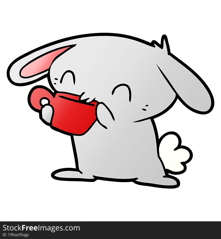 cartoon rabbit drinking tea. cartoon rabbit drinking tea