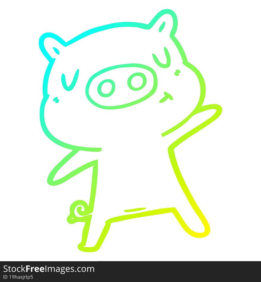 cold gradient line drawing cartoon content pig