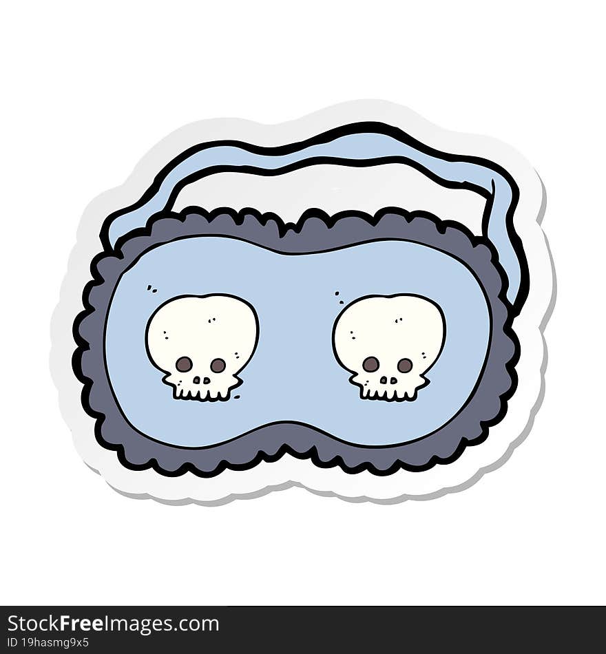 sticker of a cartoon skull sleeping mask