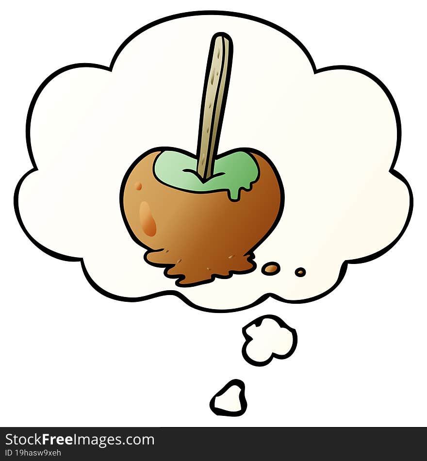 Cartoon Toffee Apple And Thought Bubble In Smooth Gradient Style