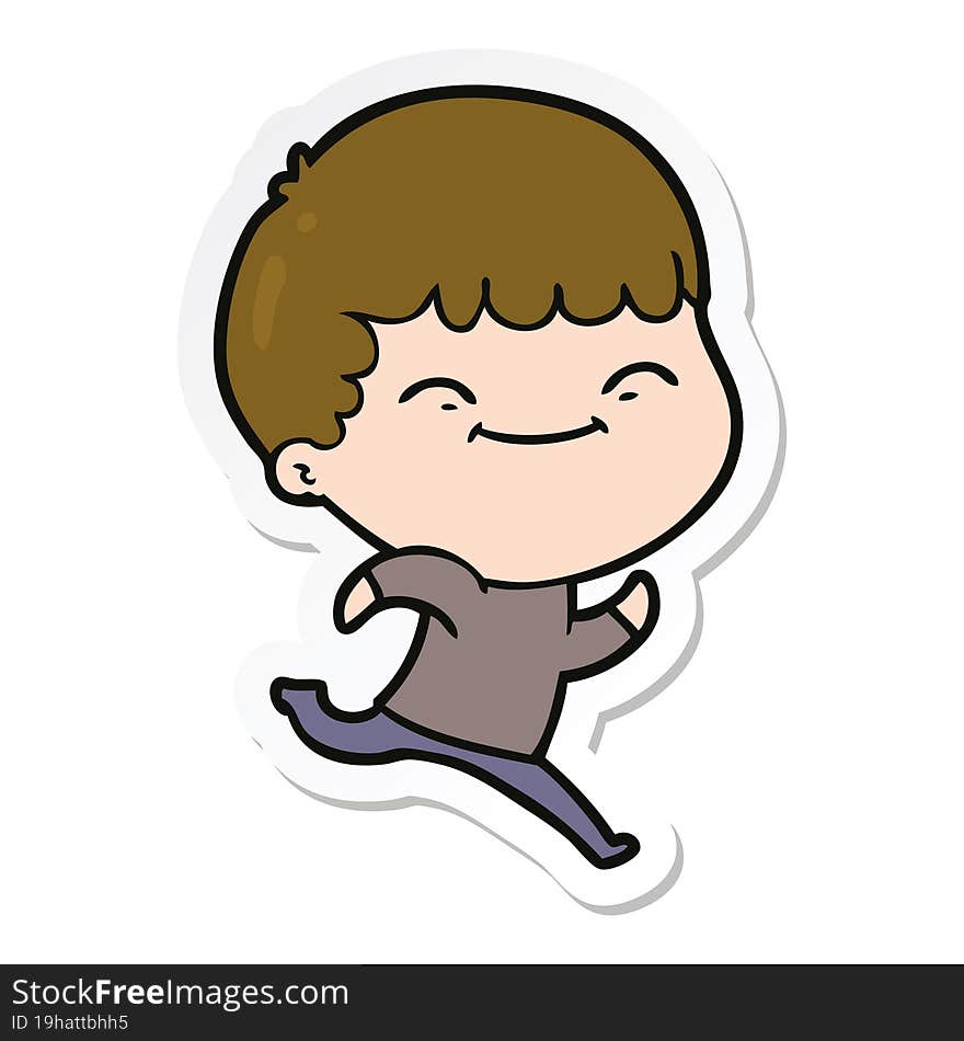 sticker of a cartoon happy boy