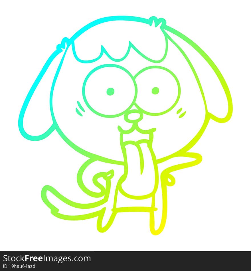 cold gradient line drawing cute cartoon dog