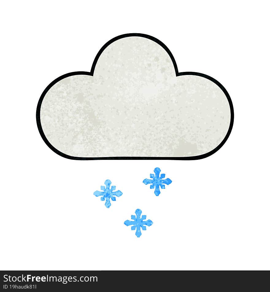 retro grunge texture cartoon of a snow cloud