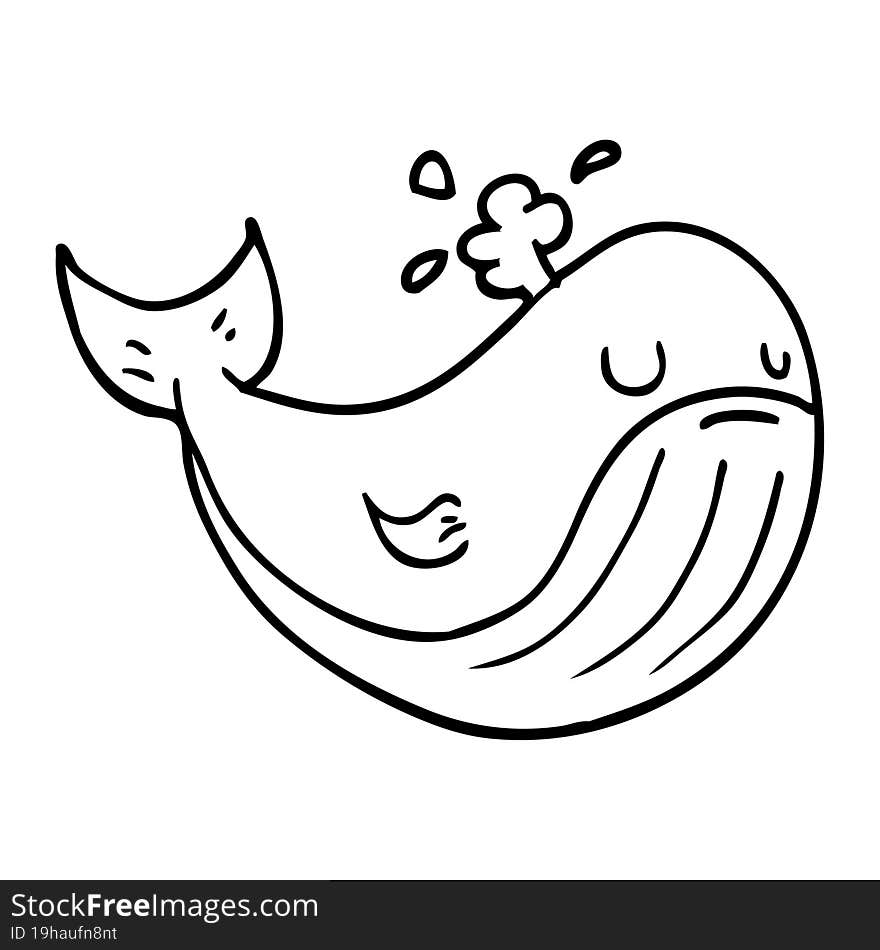 line drawing cartoon sea whale