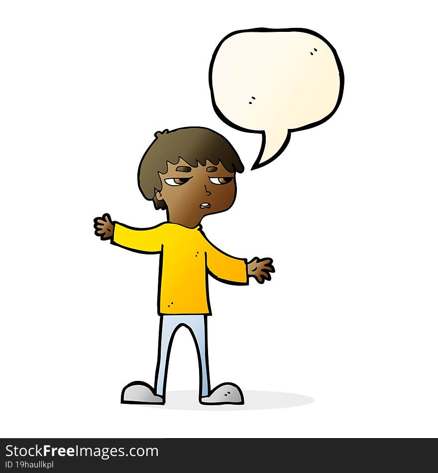 Cartoon Annoyed Boy With Speech Bubble