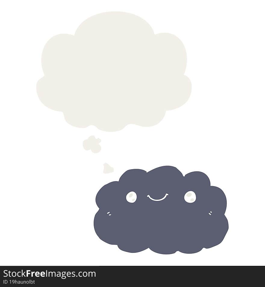 Cartoon Cloud And Thought Bubble In Retro Style