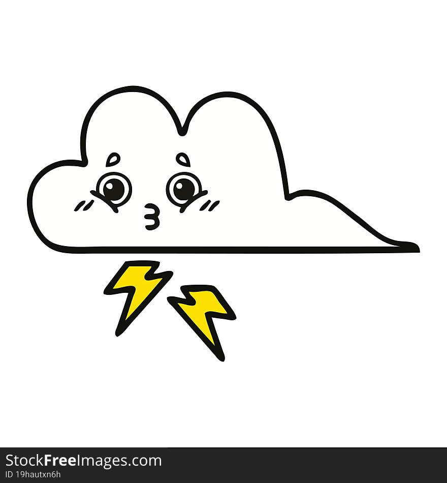 cute cartoon of a storm cloud. cute cartoon of a storm cloud