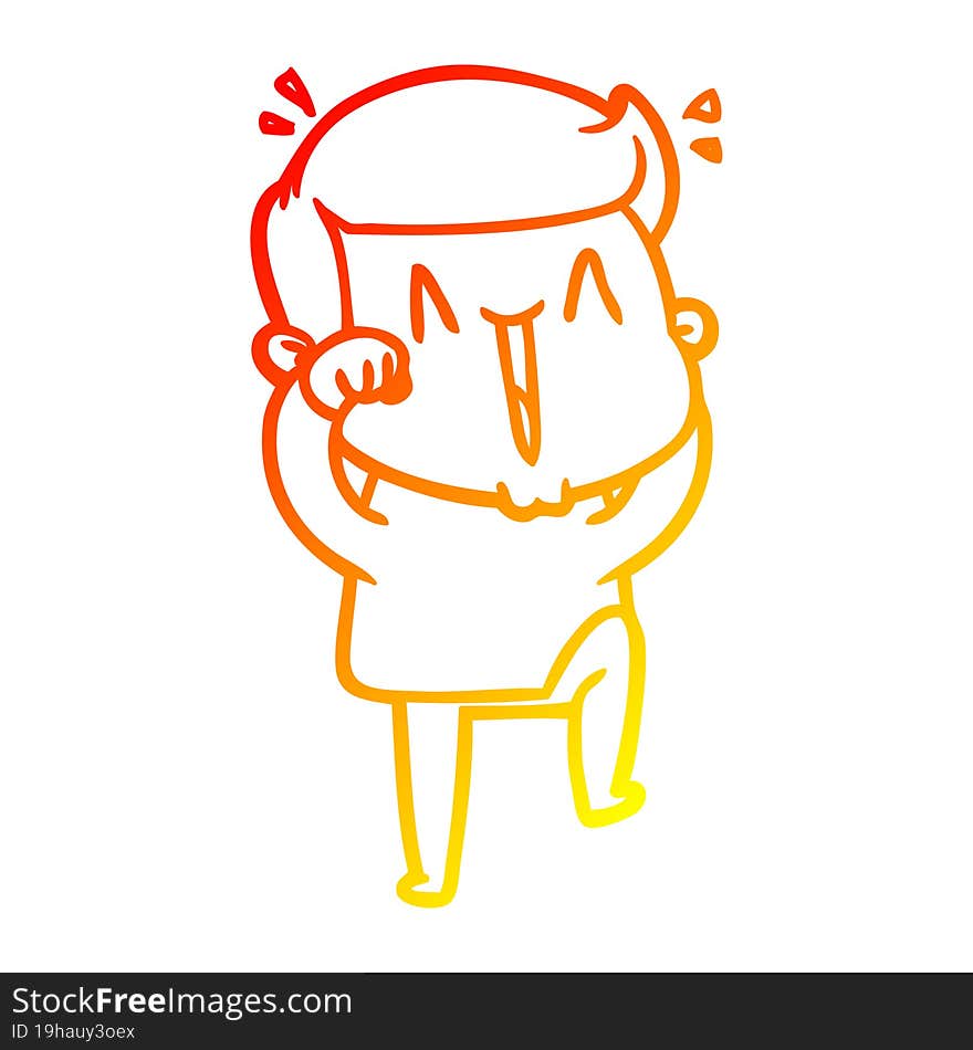 Warm Gradient Line Drawing Cartoon Excited Man