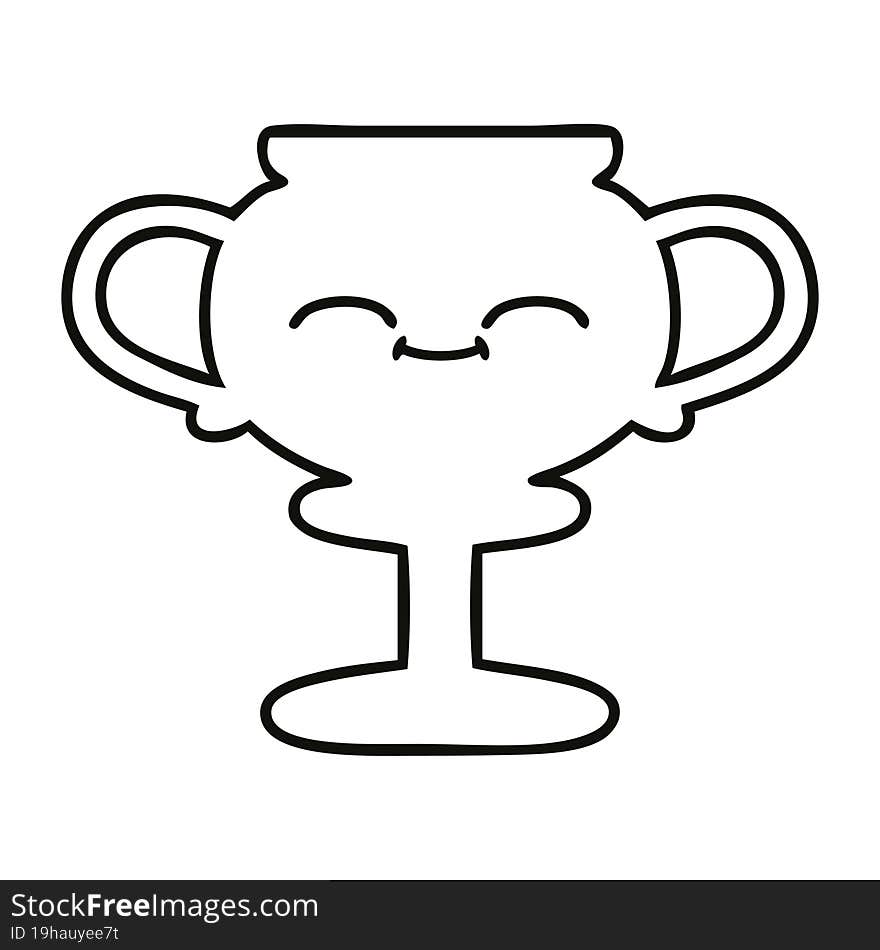 line drawing cartoon of a trophy. line drawing cartoon of a trophy