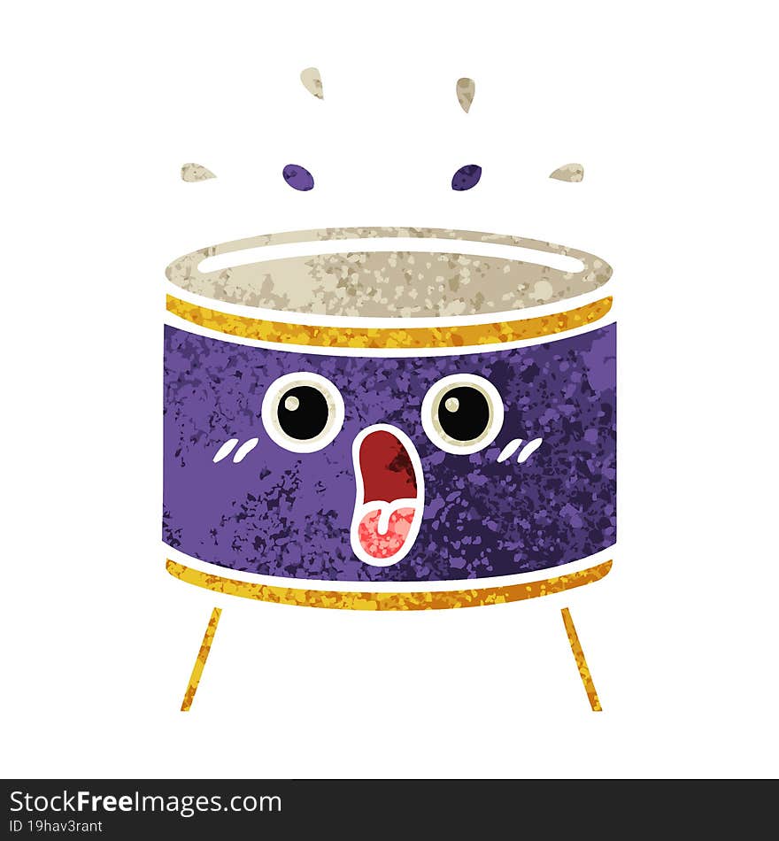 retro illustration style cartoon drum