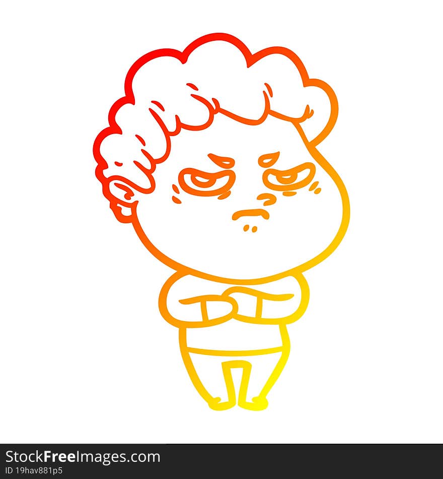 Warm Gradient Line Drawing Cartoon Angry Man