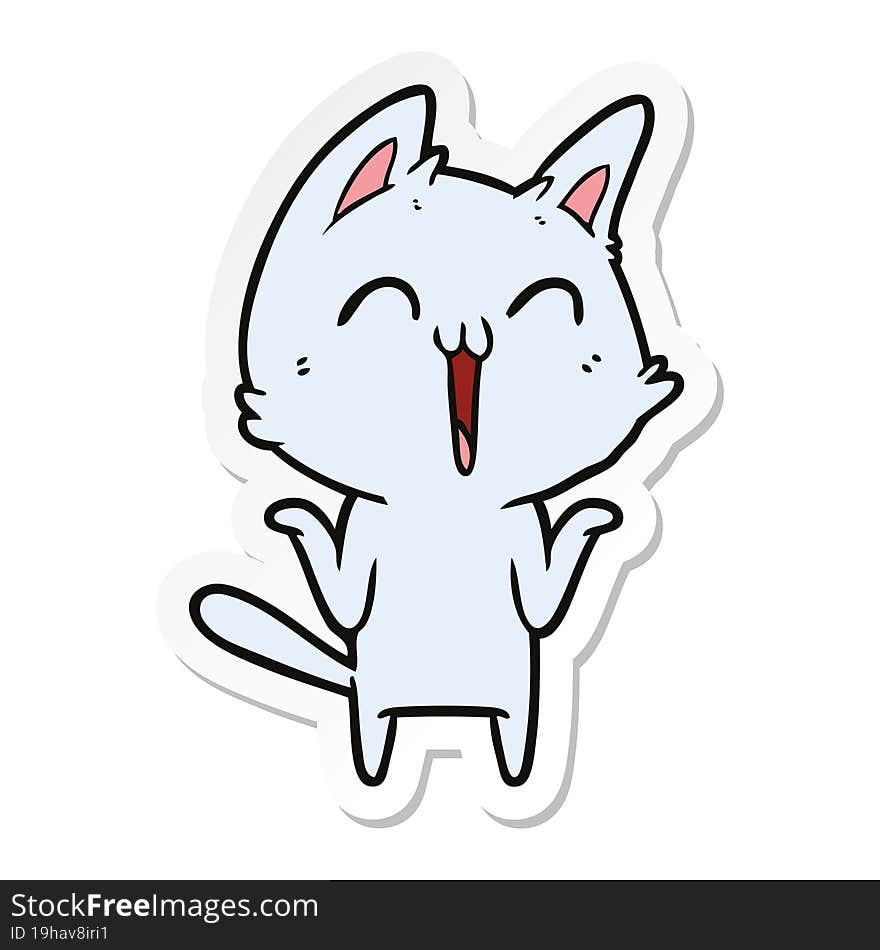 Sticker Of A Happy Cartoon Cat