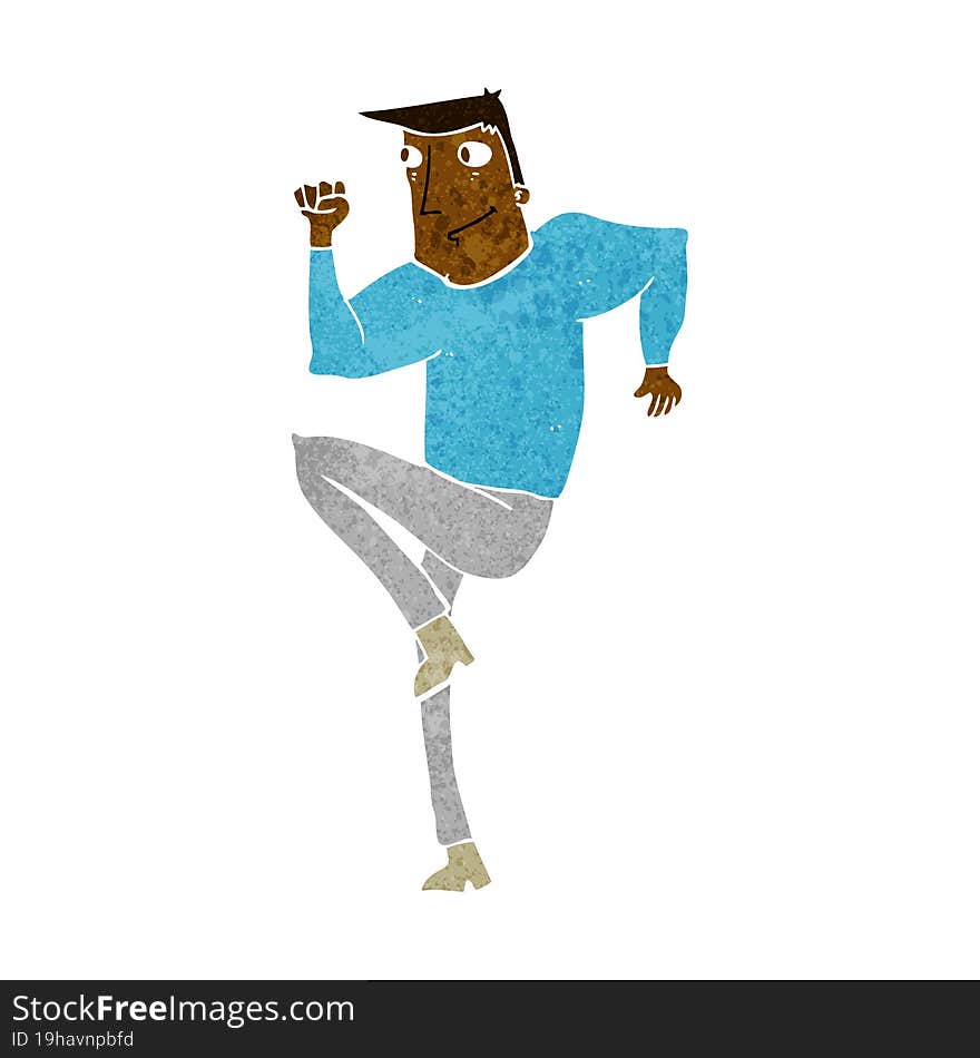 cartoon man jogging on spot