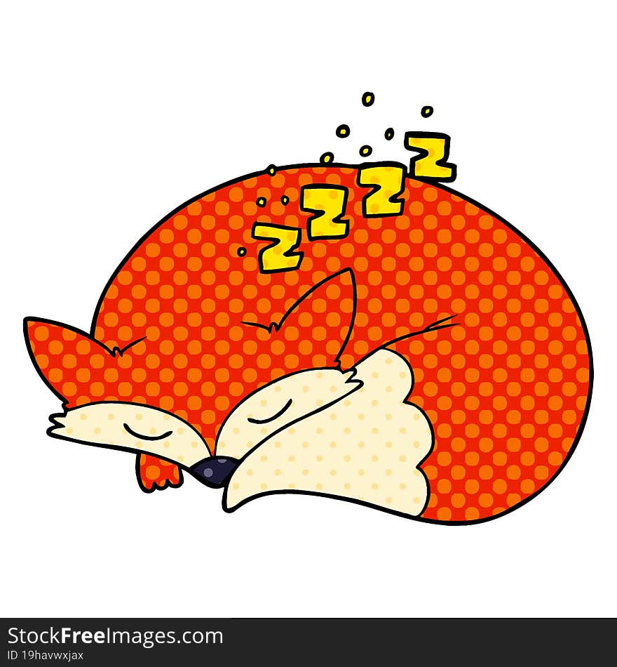 cartoon sleeping fox. cartoon sleeping fox