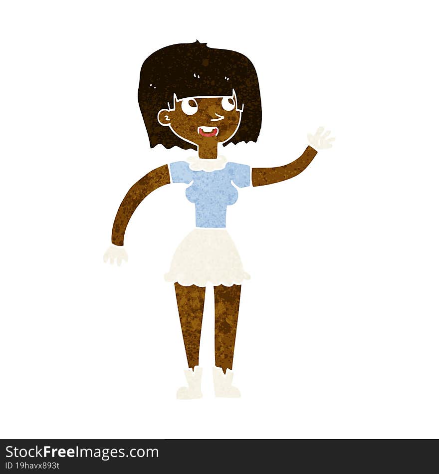 cartoon girl waving