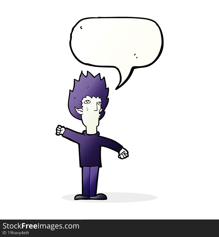 cartoon vampire man with speech bubble