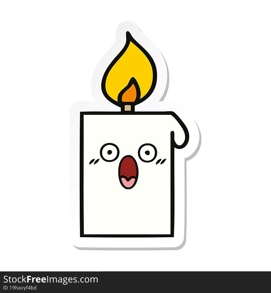 sticker of a cute cartoon lit candle