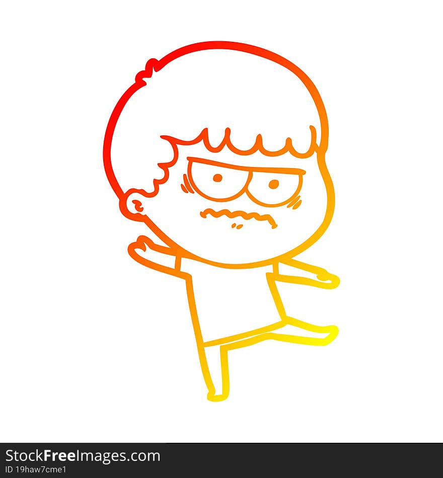 warm gradient line drawing cartoon annoyed man