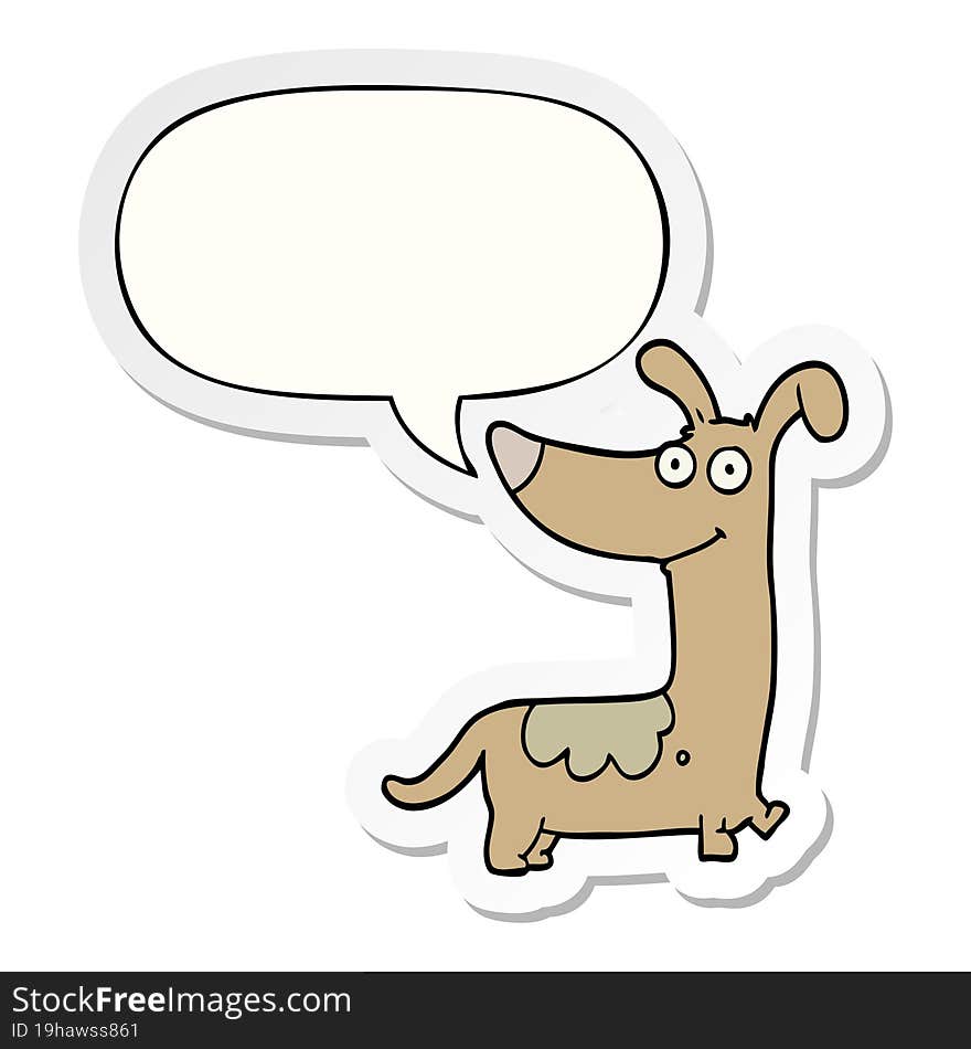 cartoon dog and speech bubble sticker