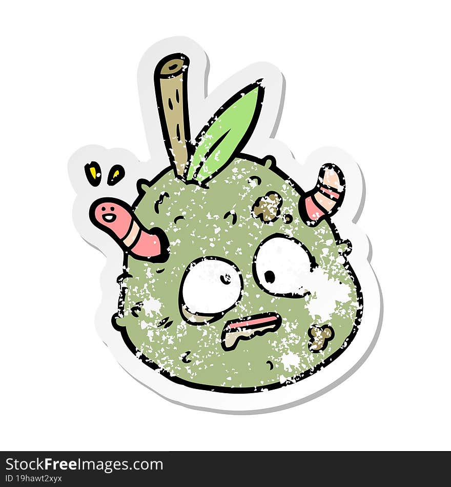 distressed sticker of a cartoon old pear