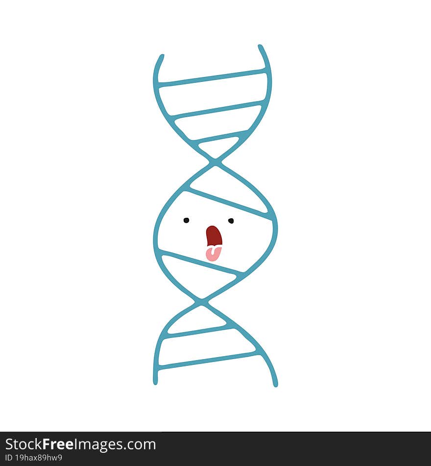 flat color retro cartoon of a DNA strand