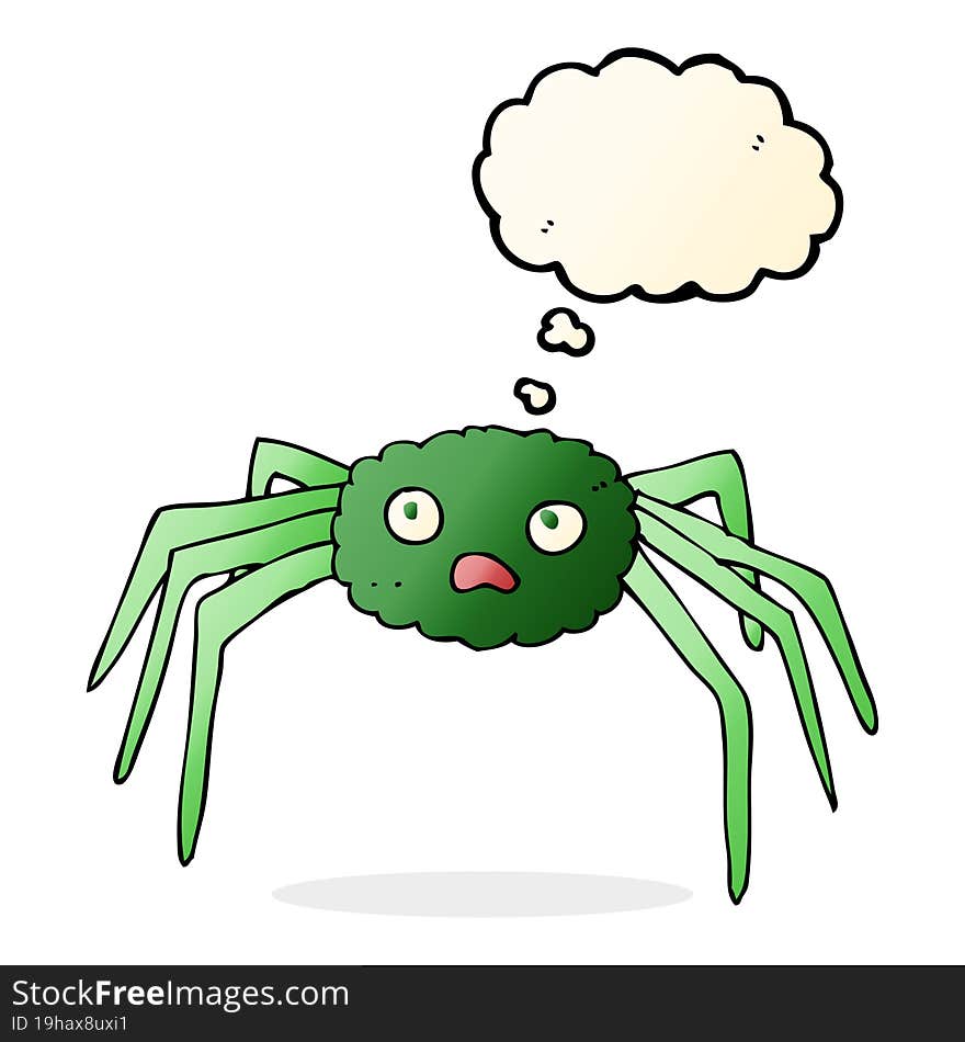 cartoon spider with thought bubble