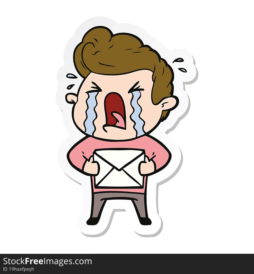 sticker of a cartoon crying man