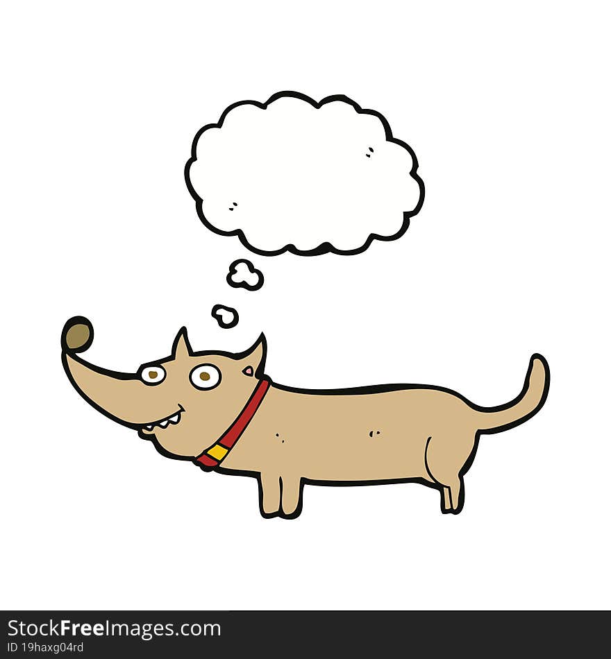 Cartoon Happy Dog With Thought Bubble