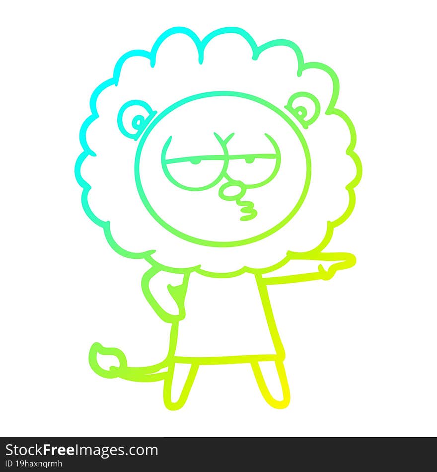 cold gradient line drawing cartoon bored lion