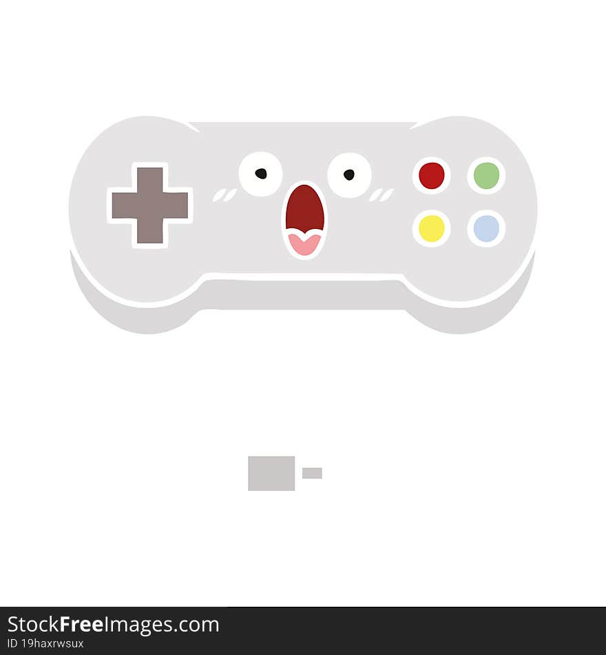 flat color retro cartoon game controller