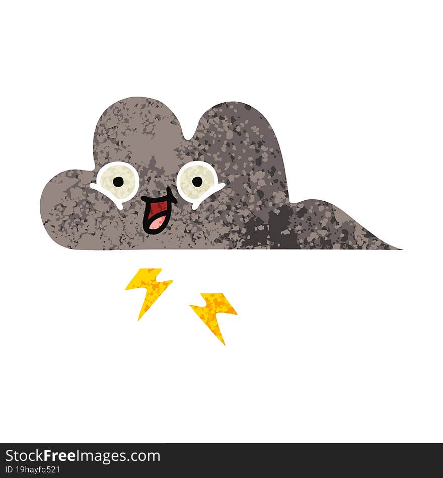 retro illustration style cartoon of a storm cloud