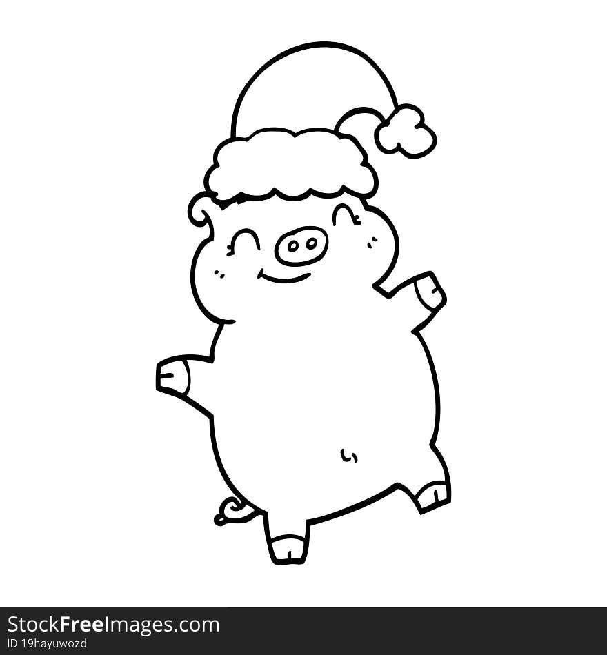 cartoon happy christmas pig