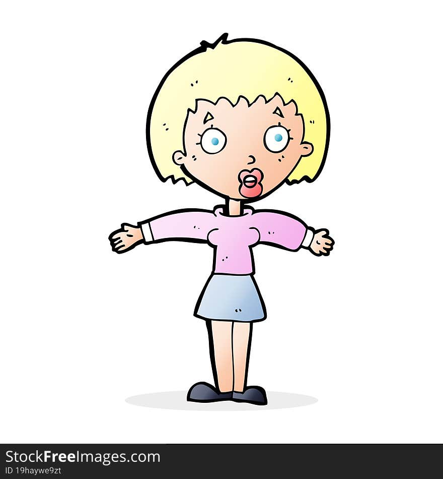 cartoon shocked woman