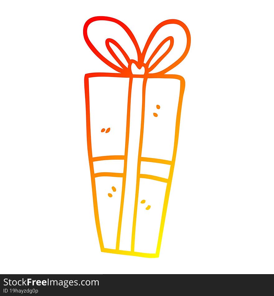 warm gradient line drawing cartoon wrapped gift