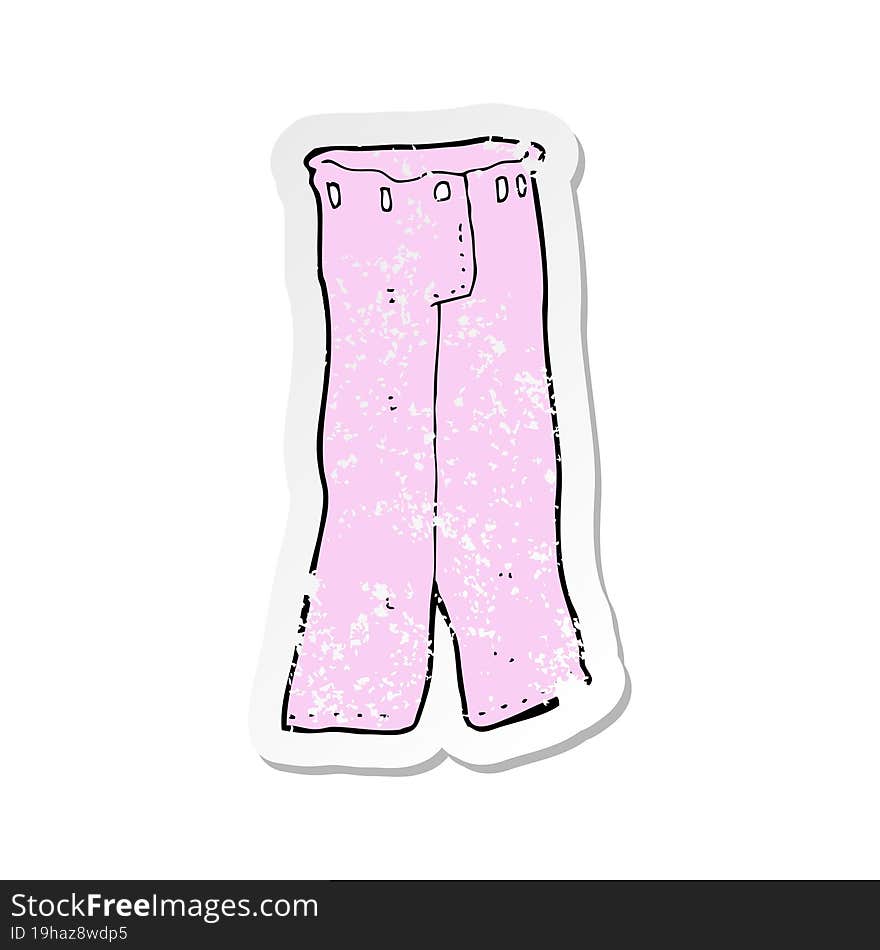 Retro Distressed Sticker Of A Cartoon Pair Of Pink Pants