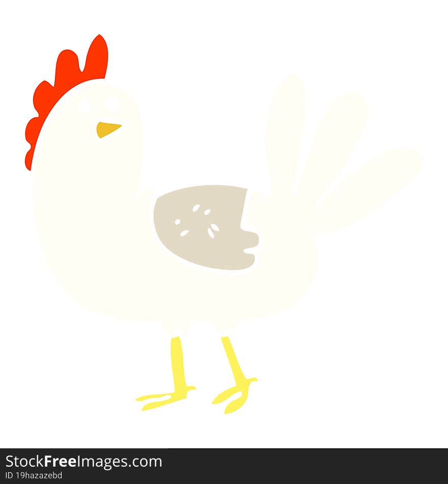 flat color illustration cartoon chicken