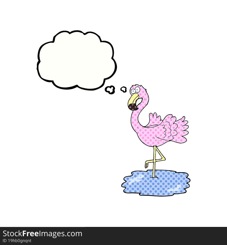 thought bubble cartoon flamingo