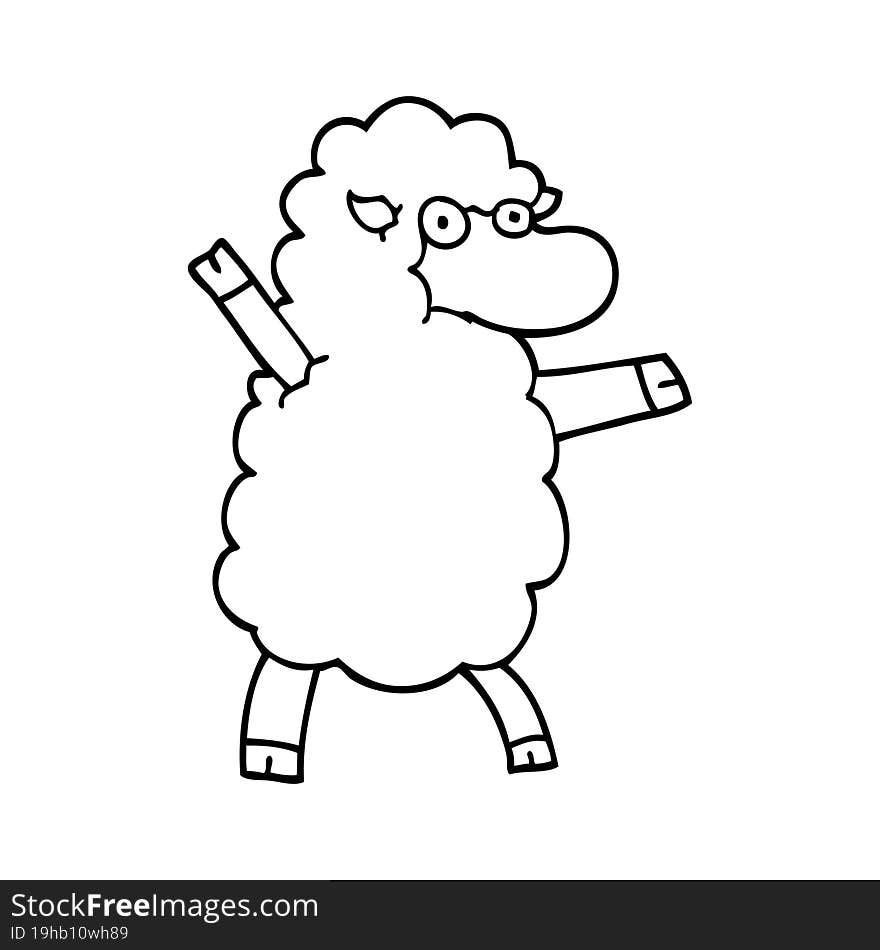 line drawing cartoon black sheep