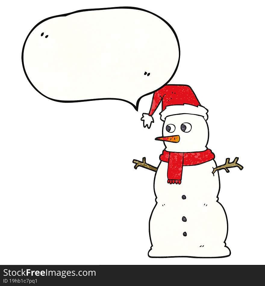 speech bubble textured cartoon snowman