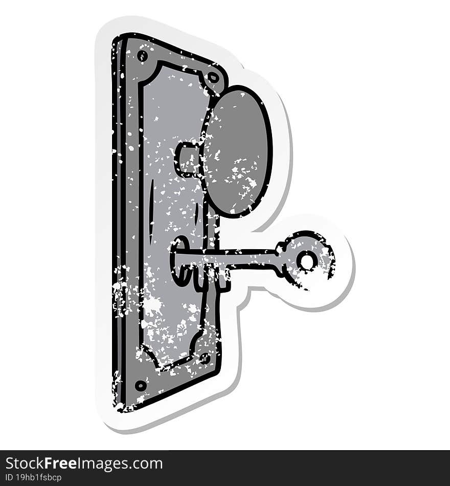 hand drawn distressed sticker cartoon doodle of a door handle