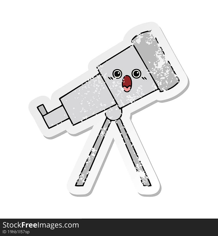 Distressed Sticker Of A Cute Cartoon Telescope