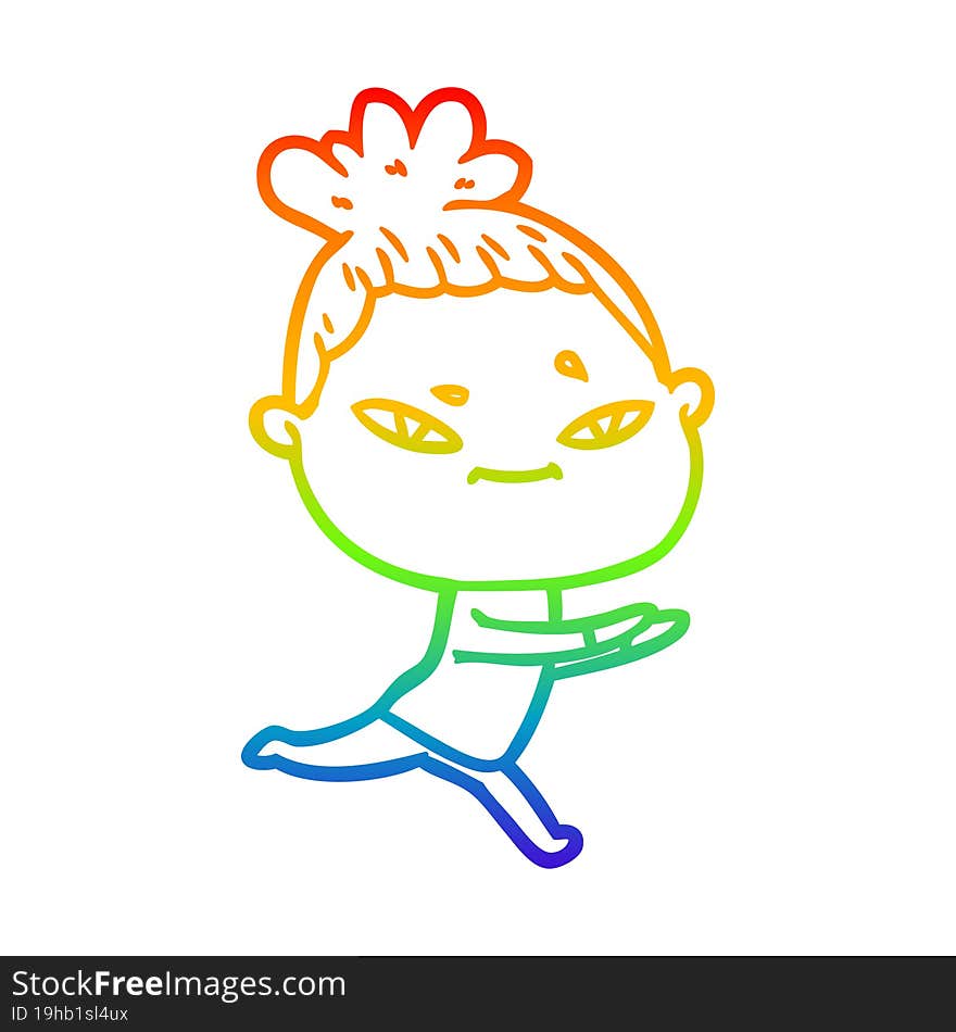 rainbow gradient line drawing of a cartoon woman