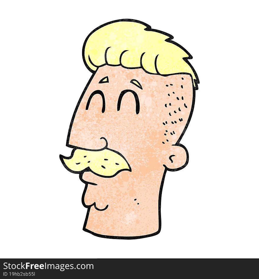 freehand textured cartoon man with hipster hair cut