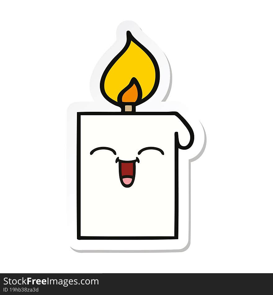 Sticker Of A Cute Cartoon Lit Candle