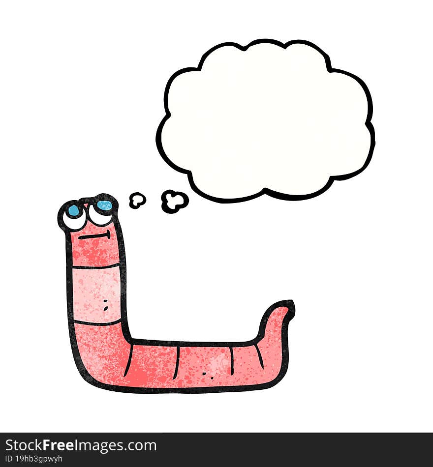 freehand drawn thought bubble textured cartoon worm