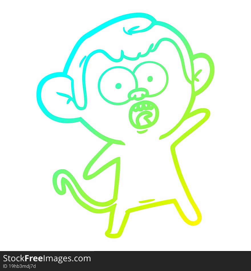 cold gradient line drawing cartoon shocked monkey