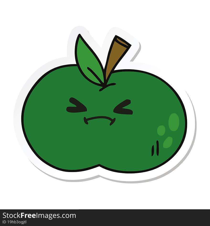 sticker of a quirky hand drawn cartoon apple