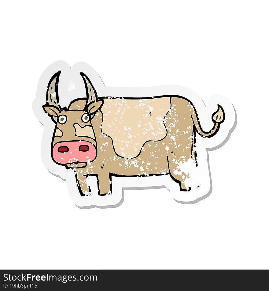 retro distressed sticker of a cartoon bull